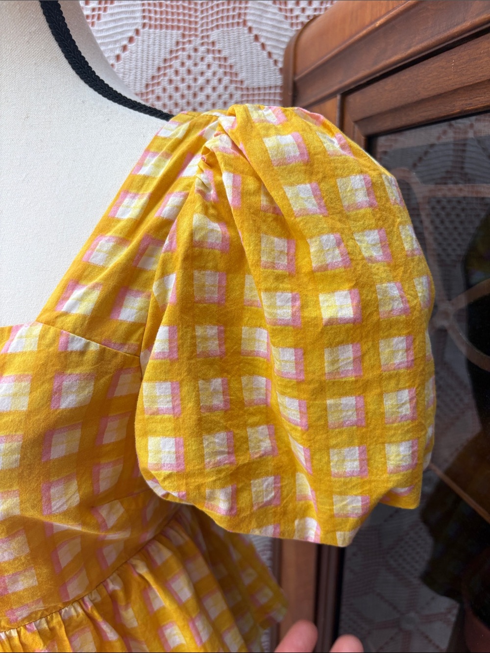 Hudson North Gingham Puff Sleeve Top Sz Sm - Picture 2 of 10